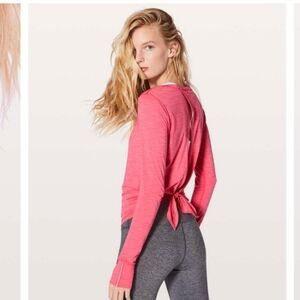 LULULEMON ATHLETICA WOMEN'S BEAT THE HEAT OPEN BACK PINK TOP